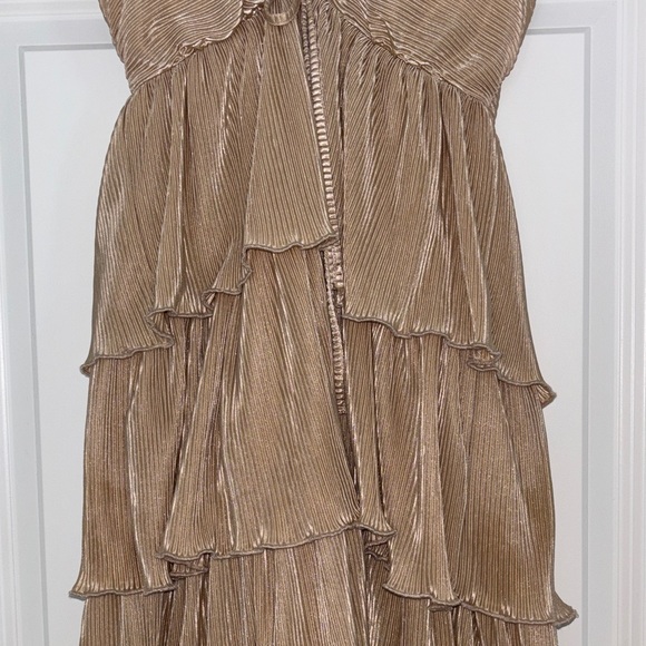 Almost Famous Strapless Gold Tiered Dress - Picture 5 of 11